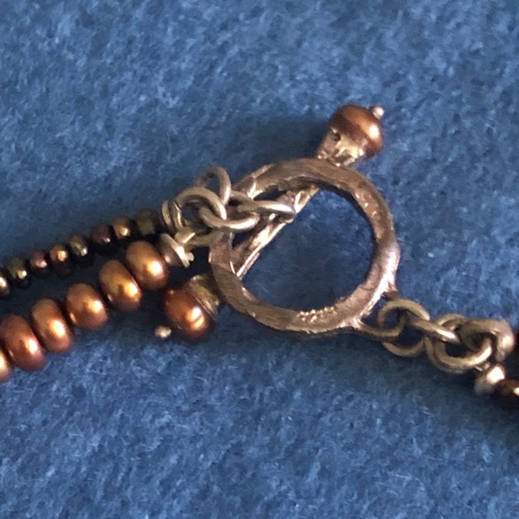 Beaded necklace and bracelet. Each have multi strands. Sterling silver clasp - Picture 5 of 10